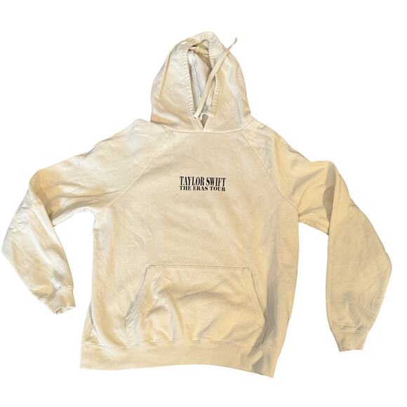 Taylor Swift Eras Tour Hoodie Size Small Cream Graphic Official Pullover Pocket